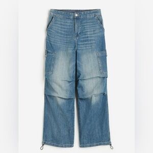 Denim parachute pants med